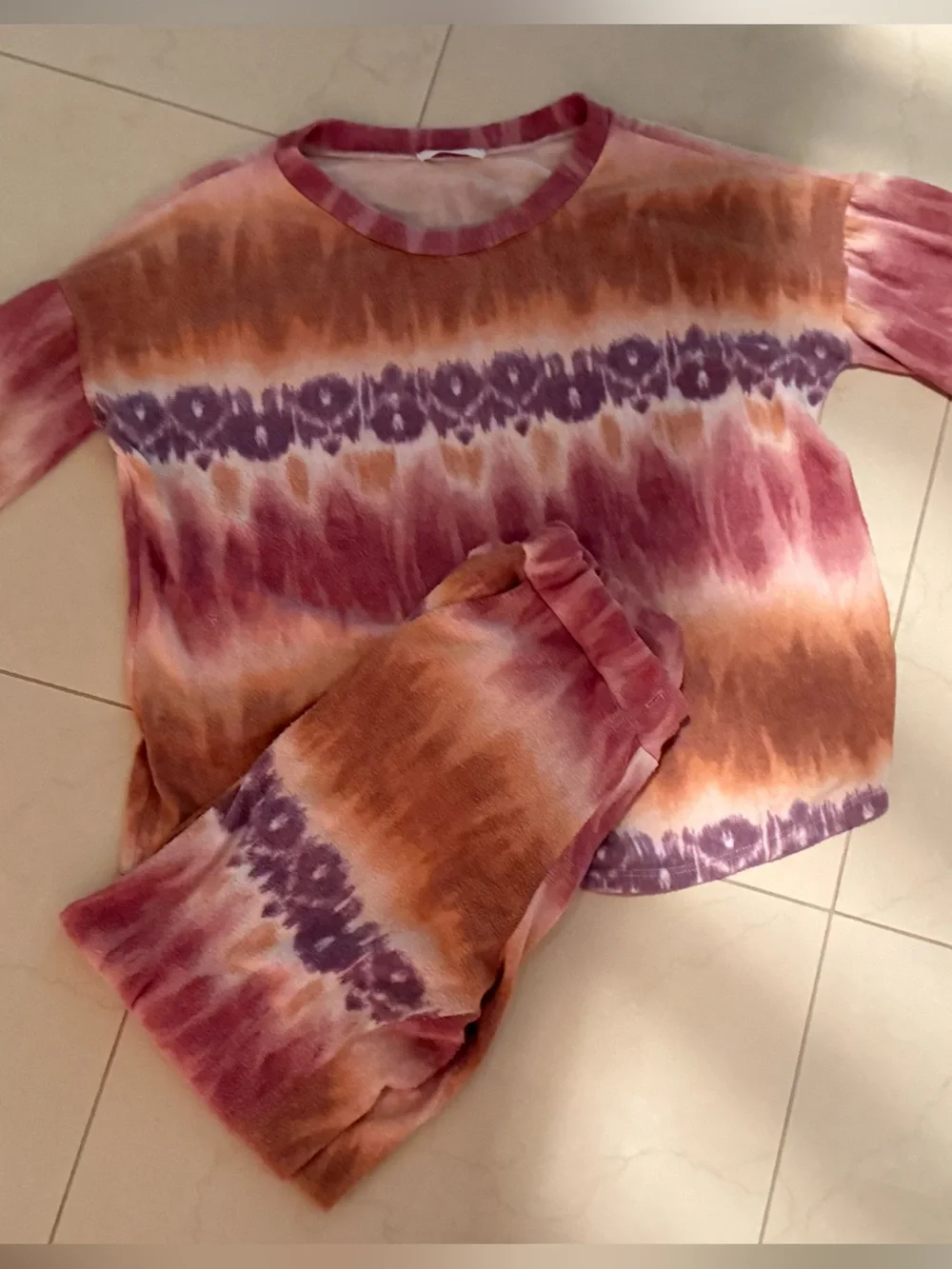 Anthropologie’s Tie-Dye Lounge/ Pajama Set - Pink, Purple & Brown